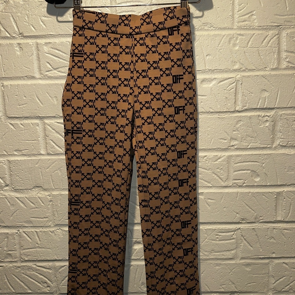 New Off-White Monogram Split Hem Leggings in Brown Size 38 - Picture 8 of 12